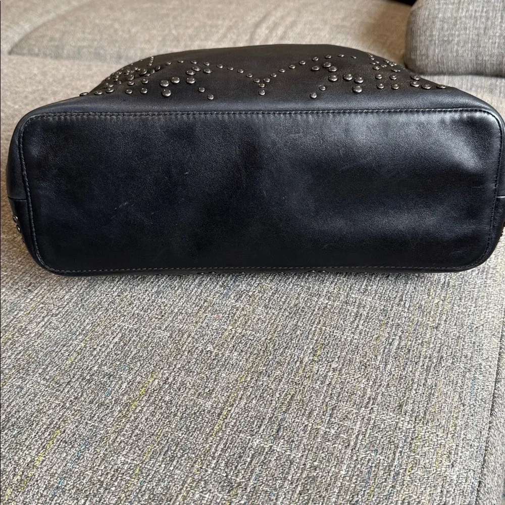 Coach Celeste Studded Black Leather Hobo Shoulder Top Zip Bag F35203 2015